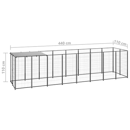 Dog Kennel Black 4.84 m² Steel Kings Warehouse 