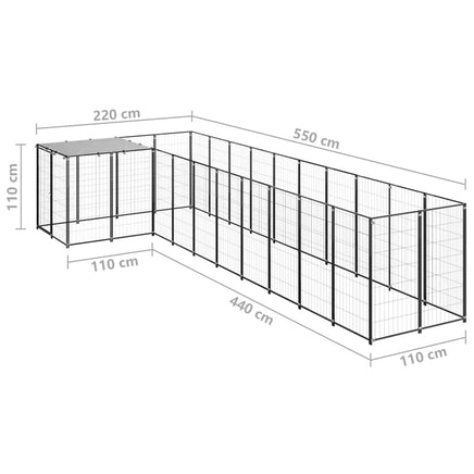 Dog Kennel Black 7.26 m² Steel Kings Warehouse 