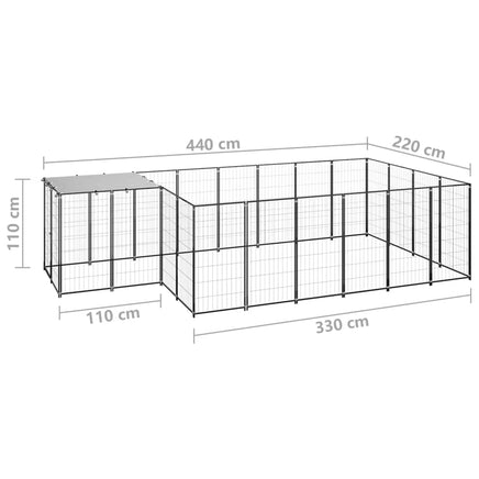 Dog Kennel Black 8.47 m² Steel Kings Warehouse 