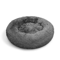 Dog Pet Cat Calming Bed Warm Plush Round Nest Comfy Sleeping Bed Dark Grey 70cm Kings Warehouse 