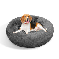 Dog Pet Cat Calming Bed Warm Plush Round Nest Comfy Sleeping Bed Dark Grey 70cm Kings Warehouse 