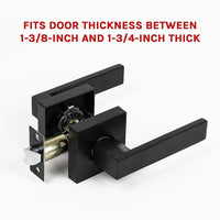 Door Handle Set Lever Passage Function Square Black Home & Garden Kings Warehouse 