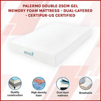 Double 25cm Gel Memory Foam Mattress – Dual-Layered Comfort with CertiPUR-US Certified Foam Furniture Kings Warehouse 