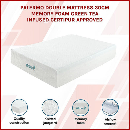 Double 30cm Green Tea Memory Foam Mattress – Cooling Comfort with CertiPUR-US Certified Foam Furniture Kings Warehouse 