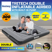 Double Inflatable Air Bed Tritech Built-In Pump Heavy Duty Kings Warehouse 