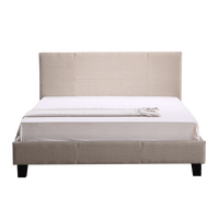 Double Linen Fabric Bed Frame Beige Furniture Kings Warehouse 