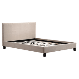 Double Linen Fabric Bed Frame Beige Furniture Kings Warehouse