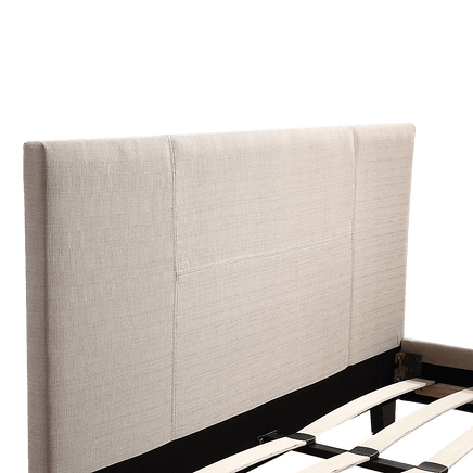 Double Linen Fabric Bed Frame Beige Furniture Kings Warehouse 