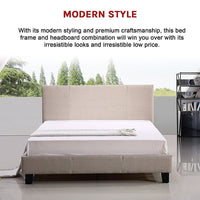 Double Linen Fabric Bed Frame Beige Kings Warehouse 