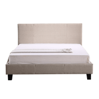 Double Linen Fabric Bed Frame Beige Kings Warehouse 