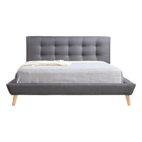 Double Linen Fabric Deluxe Bed Frame Grey Furniture Kings Warehouse 