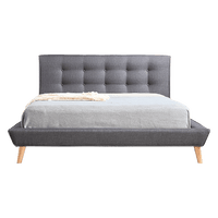 Double Linen Fabric Deluxe Bed Frame Grey Kings Warehouse 