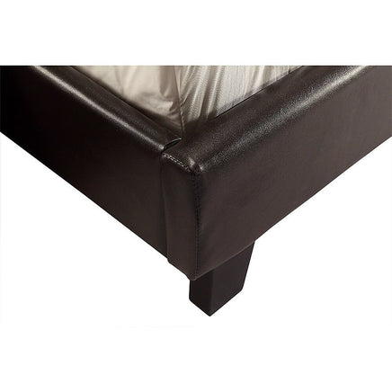 Double PU Leather Bed Frame Brown Furniture Kings Warehouse 