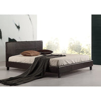 Double PU Leather Bed Frame Brown Furniture Kings Warehouse 