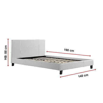 Double PU Leather Bed Frame White Furniture Kings Warehouse 