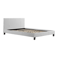 Double PU Leather Bed Frame White Furniture Kings Warehouse 