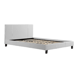 Double PU Leather Bed Frame White Furniture Kings Warehouse 