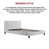Double PU Leather Bed Frame White Furniture Kings Warehouse 