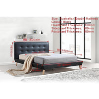 Double PU Leather Deluxe Bed Frame Black Kings Warehouse 