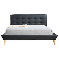 Double PU Leather Deluxe Bed Frame Black Kings Warehouse 
