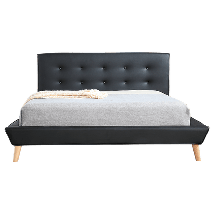 Double PU Leather Deluxe Bed Frame Black Kings Warehouse 