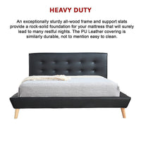 Double PU Leather Deluxe Bed Frame Black Kings Warehouse 