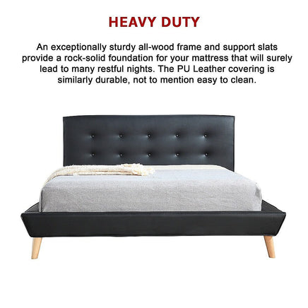 Double PU Leather Deluxe Bed Frame Black Kings Warehouse 