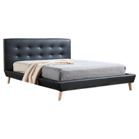 Double PU Leather Deluxe Bed Frame Black Kings Warehouse 