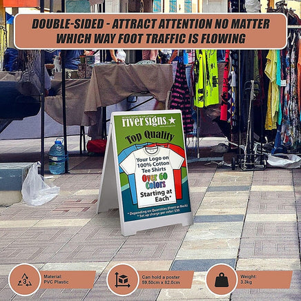 Double Side Sidewalk A-frame Sign Sandwich Board holds Graphic Plastic Panels Home & Garden Kings Warehouse 