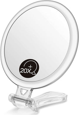 Double-Sided 1X/20X Magnifying Foldable Makeup Mirror for Handheld, Table and Travel Usage Kings Warehouse 