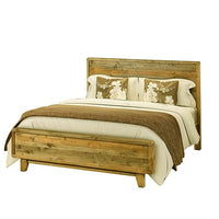 Double Size Wooden Bed Frame in Solid Wood Antique Design Light Brown Furniture Kings Warehouse 