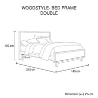 Double Size Wooden Bed Frame in Solid Wood Antique Design Light Brown Furniture Kings Warehouse 