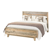 Double Size Wooden Bed Frame in Solid Wood Antique Design Light Brown Kings Warehouse 