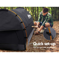 Double Swag Camping Swags Deluxe Canvas Tent Dark Grey Kings Warehouse 