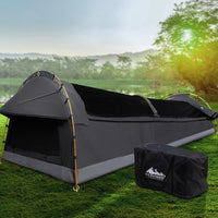 Double Swag Camping Swags Deluxe Canvas Tent Dark Grey Kings Warehouse 