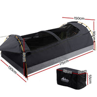 Double Swag Camping Swags Deluxe Canvas Tent Dark Grey Kings Warehouse 