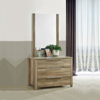 Dresser with 3 Storage Drawers in Natural Wood like MDF in Oak Colour with Mirror Health & Beauty Kings Warehouse 