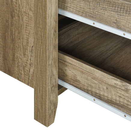Dresser with 3 Storage Drawers in Natural Wood like MDF in Oak Colour with Mirror Health & Beauty Kings Warehouse 