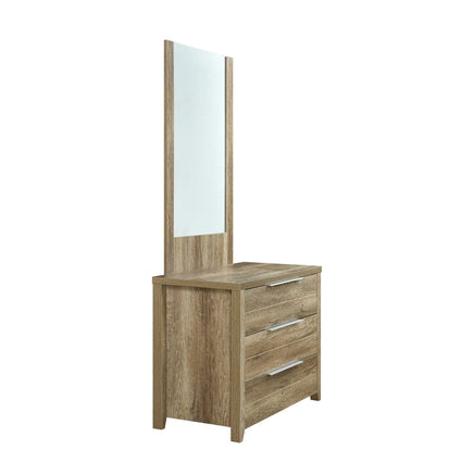 Dresser with 3 Storage Drawers in Natural Wood like MDF in Oak Colour with Mirror Health & Beauty Kings Warehouse 