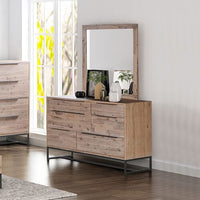 Dresser with 6 Storage Drawers in Solid Acacia & Veneer With Mirror Furniture Kings Warehouse 