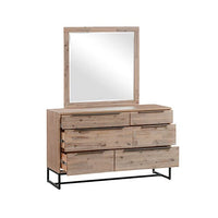 Dresser with 6 Storage Drawers in Solid Acacia & Veneer With Mirror Furniture Kings Warehouse 