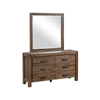 Dresser with 6 Storage Drawers in Solid Acacia & Veneer With Mirror in Chocolate Colour