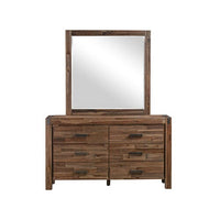 Dresser with 6 Storage Drawers in Solid Acacia & Veneer With Mirror in Chocolate Colour Furniture Kings Warehouse 