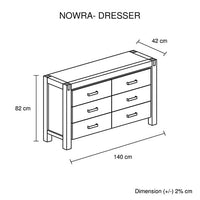 Dresser with 6 Storage Drawers in Solid Acacia & Veneer With Mirror in Oak Colour Furniture Kings Warehouse 