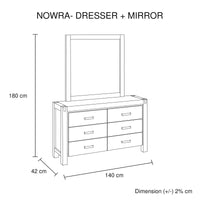 Dresser with 6 Storage Drawers in Solid Acacia & Veneer With Mirror in Oak Colour Health & Beauty Kings Warehouse 