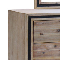 Dresser with 6 Storage Drawers in Solid Acacia With Mirror in Silver Brush Colour Furniture Kings Warehouse 