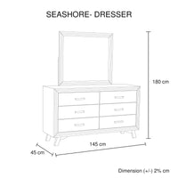 Dresser with 6 Storage Drawers in Solid Acacia With Mirror in Silver Brush Colour Health & Beauty Kings Warehouse 