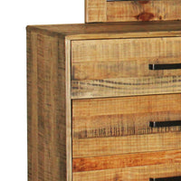 Dresser with 6 Storage Drawers in Solid Acacia With Mirror in Vintage Light Brown Colour Health & Beauty Kings Warehouse 