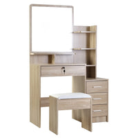 Dressing Table Stool Set 4 Drawers Oak