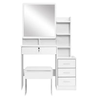 Dressing Table Stool Set 4 Drawers White Furniture Kings Warehouse 